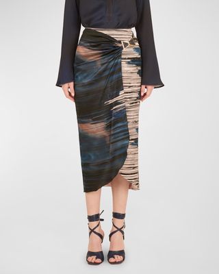 Adrianne Colorblock Midi Wrap Skirt