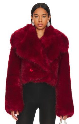 Adrienne Landau Faux Fur Jacket in Red
