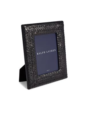 Adrienne Leather Picture Frame - Black - Size 5 x 7 - Black - Size 5 x 7