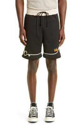 Advisory Board Crystals Abc. 123. Soutache Detail Mesh Basketball Shorts in Anthracite Black