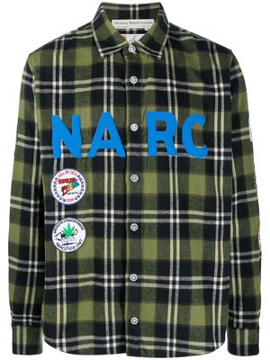 Advisory Board Crystals Abc. NARC patch-detail flannel shirt - Green