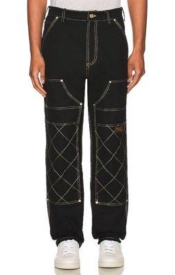 Advisory Board Crystals Diamond Stitch Double Knee Pant in Black