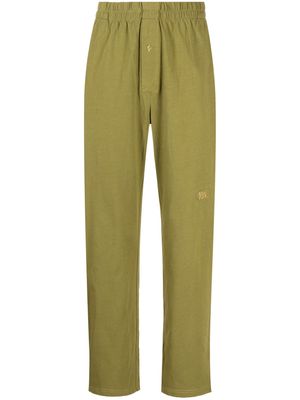 Advisory Board Crystals logo-embroidered straight-leg trousers - Green