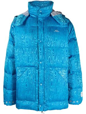 Advisory Board Crystals moire-effect hooded padded jacket - Blue