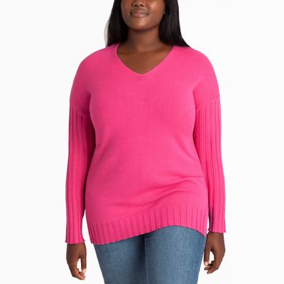 Adyson Parker Men's V-Neck Pullover Sweater in Pink Yarrow