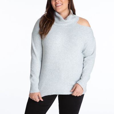 Adyson Parker Women's Cutout Pullover Sweater in Earl Grey Heather