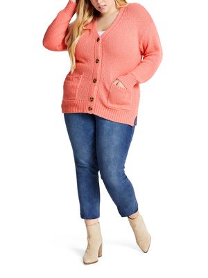 Adyson Parker Women's Drop Shoulder Cardi Sweater in Neon Peach