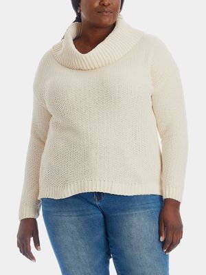 Adyson Parker Women's High Low Turtleneck Sweater in Coconut Sugar