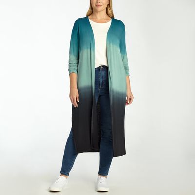 Adyson Parker Women's Long Sleeve Dip Dye Cardigan Sweater in Blue Chill Combo
