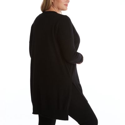 Adyson Parker Women's V-Neck Tunic Pullover Sweater in Black