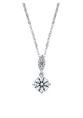 Aerial 18K White Gold & 0.37 TCW Diamond Petite Drop Pendant Necklace