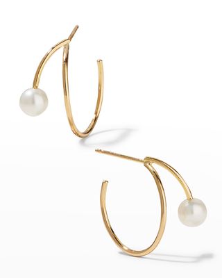 Aerial Hoop Pearl Earrings