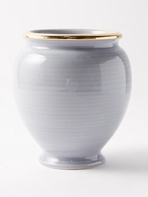Aerin - Siena Medium Ceramic Vase - Womens - Pale Blue