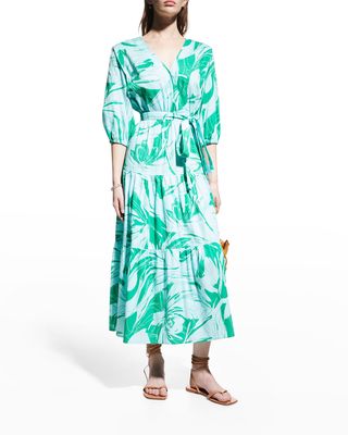 Aerin Tropical-Print Maxi Dress