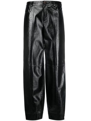 AERON Edge glossy high-waisted trousers - BLACK