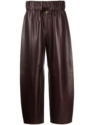 AERON elasticated leather trousers - Brown