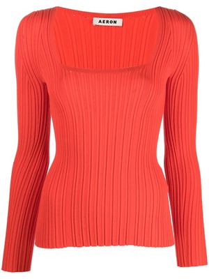 Aeron Finesse ribbed-knit jumper - Red