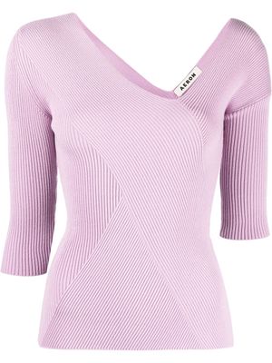 Aeron Jandare ribbed-knit asymmetric top - Purple