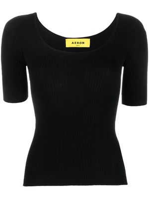 AERON knitted scoop-neck T-shirt - Black