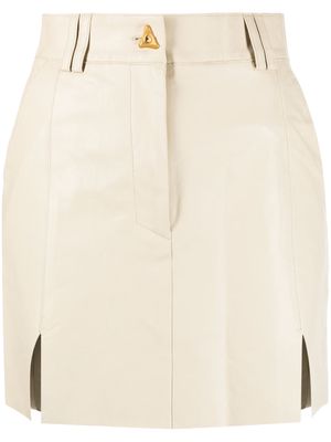 AERON logo-button leather miniskirt - Neutrals