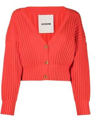 AERON Mount ribbed-knit cardigan - Red