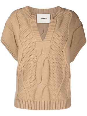 AERON Noam merino wool cable-knit top - Neutrals