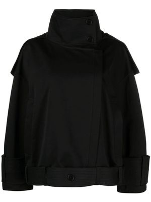 AERON off-centre-fastening hooded jacket - Black
