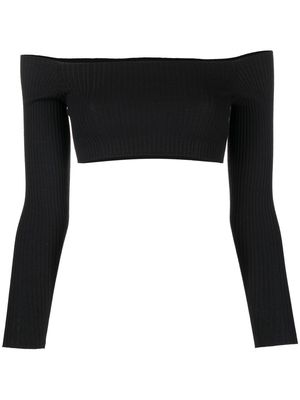 AERON off-shoulder crop knit top - Black