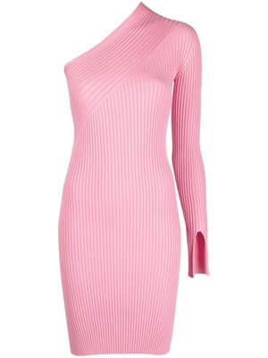 AERON off-shoulder rib-knit minidress - Pink