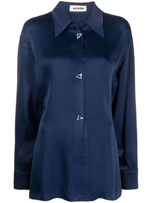 AERON pointed-collar viscose blouse - Blue