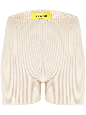 AERON rib-knit cycling shorts - Neutrals