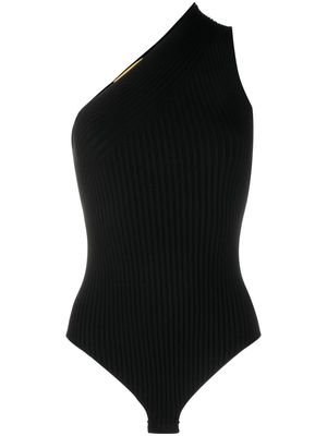 AERON ribbed-knit asymmetric bodysuit - Black