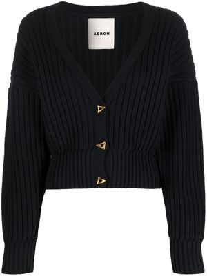 AERON ribbed-knit cropped cardigan - Black