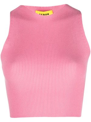 AERON ribbed-knit cut-out top - Pink