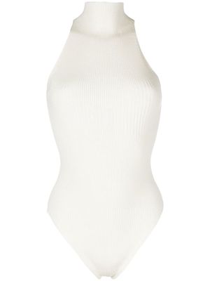AERON ribbed-knit sleeveless bodysuit - White