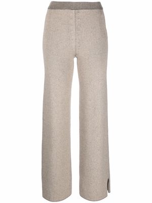 Aeron ribbed-knit straight trousers - Neutrals