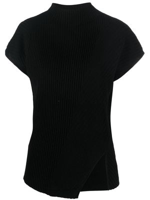 AERON ribbed short-sleeved knitted top - Black