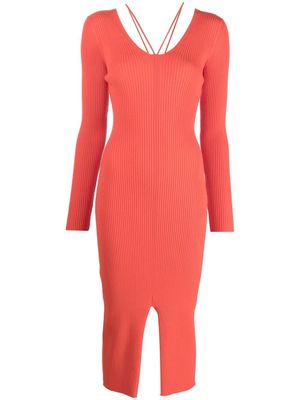 Aeron Rivolie ribbed-knit midi dress - Red