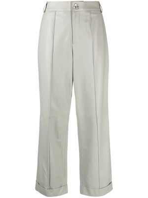 AERON sculpted-button leather trousers - Grey