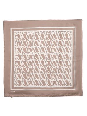 AERON Tess monogram-print silk scarf - Brown