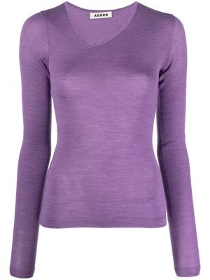 AERON V-neck asymmetric jumper - Purple