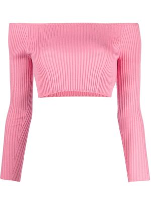 AERON Zero off-shoulder cropped knit top - Pink