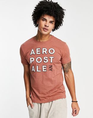 Aeropostale large logo T-shirt in brown