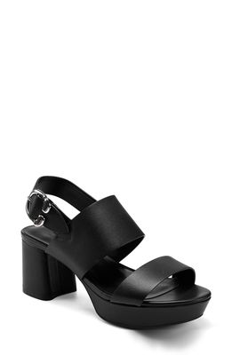 Aerosoles Camera Platform Sandal in Black Leather