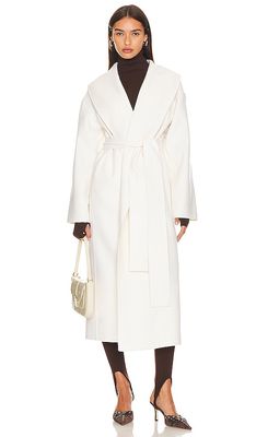 AEXAE Cashmere Wrap Coat in Cream