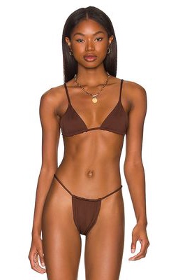 AEXAE Gathered Bikini top in Brown