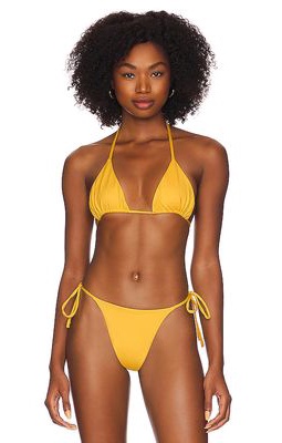AEXAE Tyra Tie Neck Bikini Top in Yellow