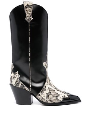 Aeyde Ariel 80mm snakeskin-effect boots - Black