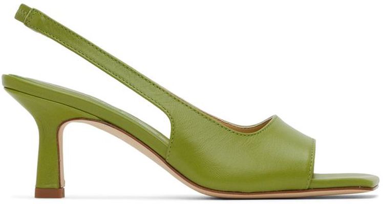 aeyde Green Juno Heeled Sandals