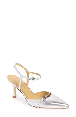 aeyde Marianna Pointed Toe Pump in Silver